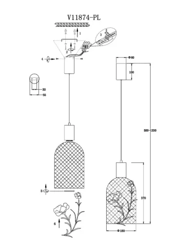 Светильник подвесной LED Ophelia V11874-PL Moderli чёрный на 1 лампу, основание чёрное в стиле современный арт-деко фото 4 Светильник подвесной LED Ophelia V11874-PL Moderli чёрный на 1 лампу, основание чёрное в стиле современный арт-деко фото 4