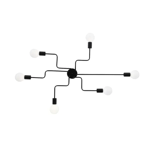 Люстра потолочная лофт Ano SL419.442.06 Evoluce без плафона на 6 ламп, основание чёрное в стиле лофт  фото 3