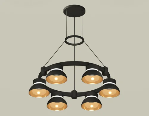 Светильник подвесной XR92051002 Ambrella light золотой чёрный 6 ламп, основание чёрное в стиле хай-тек современный 