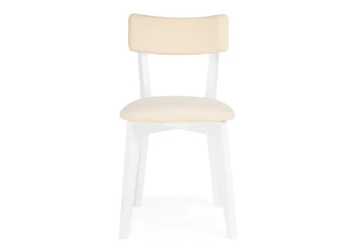 Деревянный стул Гилмар бежевый велюр / белый 515981 Woodville, бежевый/велюр, ножки/массив бука дерево/белый, размеры - ****450*600 фото 2