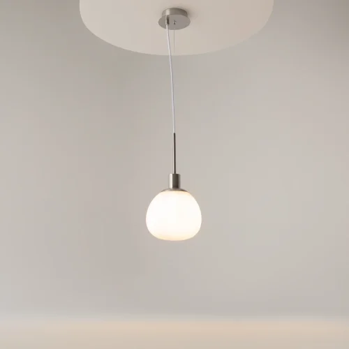 Светильник подвесной Erich MOD221-PL-01-N Maytoni белый на 1 лампу, основание никель в стиле современный шар фото 5