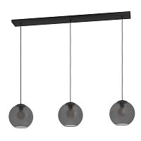 Светильник подвесной Arangona 390214 Eglo серый чёрный 3 лампы, основание чёрное в стиле современный шар