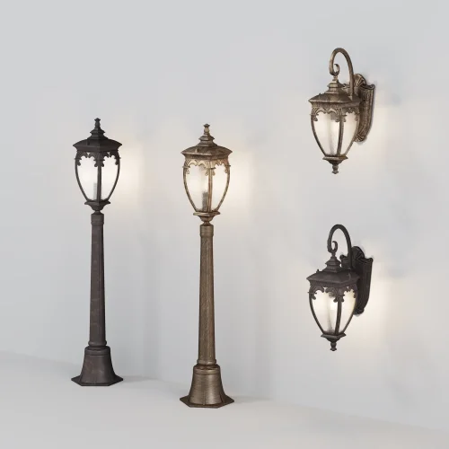 Настенный светильник уличный Fleur O414WL-01GB Maytoni уличный IP44 золотой коричневый на 1 лампу, плафон прозрачный в стиле классический E27 фото 5