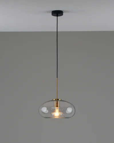 Светильник подвесной Laura V11528-1P Moderli янтарный на 1 лампу, основание чёрное в стиле современный лофт фото 3