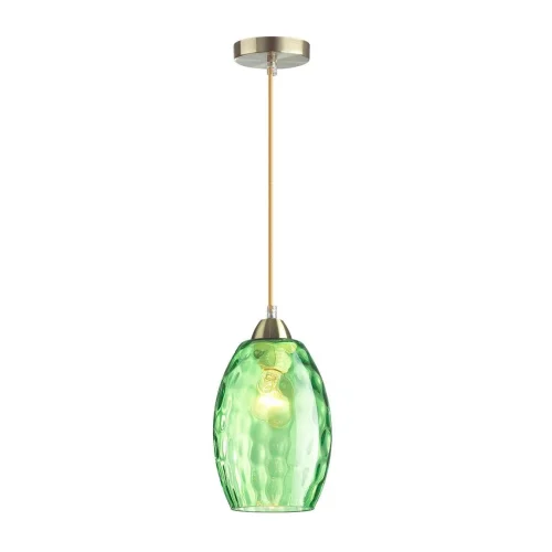 Светильник подвесной Sapphire 4484/1 Lumion зелёный 1 лампа, основание античное бронза в стиле современный выдувное