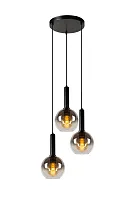 Светильник подвесной Marius 45402/13/30 Lucide чёрный серый 3 лампы, основание чёрное в стиле современный каскад
