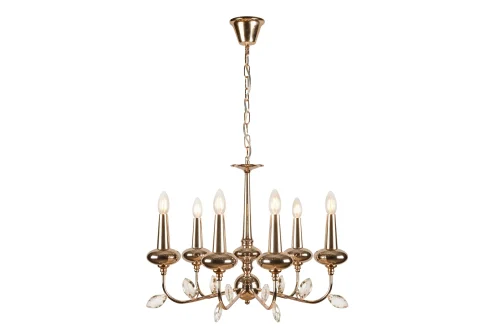 Люстра подвесная Dames 1020-6GD iLamp без плафона на 6 ламп, основание золотое в стиле американский современный 