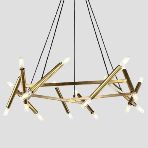 Светильник подвесной JONATHAN BROWNING Le Pentagone Chandelier 20 Light 123487-22 ImperiumLoft латунь 20 ламп, основание латунь в стиле минимализм современный 