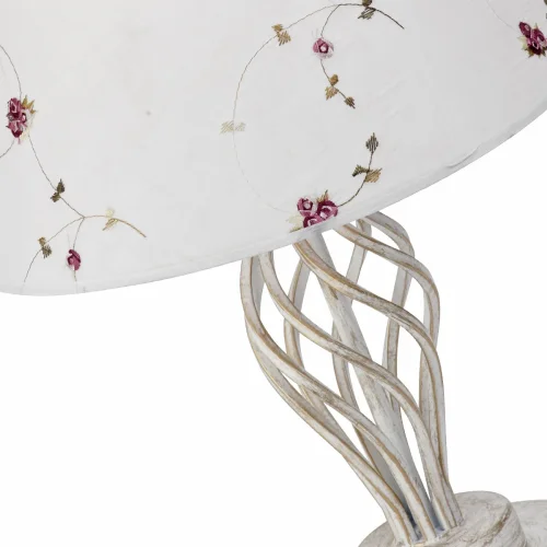 Настольная лампа V1559/1L Vitaluce белая 1 лампа, основание белое металл в стиле прованс флористика  фото 2