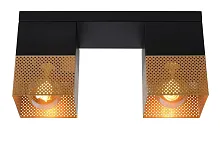 Светильник потолочный Renate 21123/02/02 Lucide чёрный матовый золото 2 лампы, основание чёрное матовое золото в стиле современный 