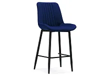 Полубарный стул Седа К синий / черный 511171 Woodville, синий/велюр, ножки/металл/чёрный, размеры - ****490*570