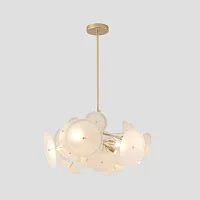 Люстра на штанге DANDELION SP6 GOLD Crystal Lux белая на 6 ламп, основание золотое в стиле современный Люстра на штанге DANDELION SP6 GOLD Crystal Lux белая на 6 ламп, основание золотое в стиле современный