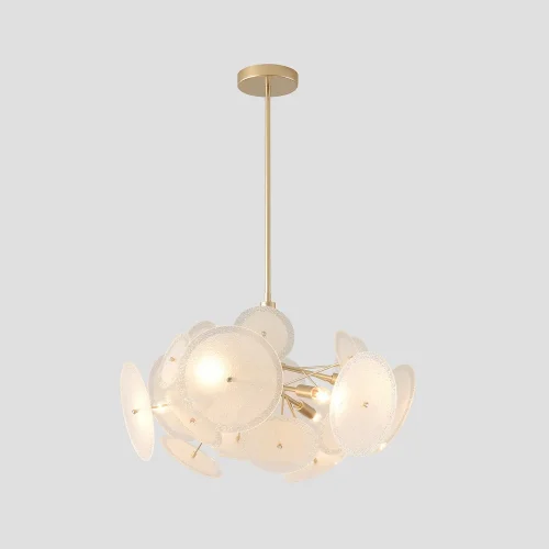 Люстра на штанге DANDELION SP6 GOLD Crystal Lux белая на 6 ламп, основание золотое в стиле современный Люстра на штанге DANDELION SP6 GOLD Crystal Lux белая на 6 ламп, основание золотое в стиле современный