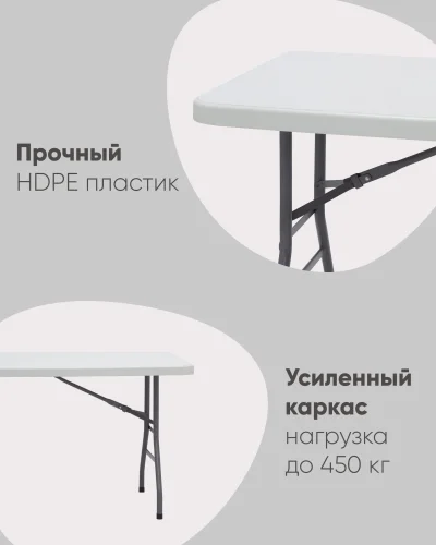 Стол складной банкетный 182*74*74см УТ000000595 Stool Group столешница белая из пластик фото 4