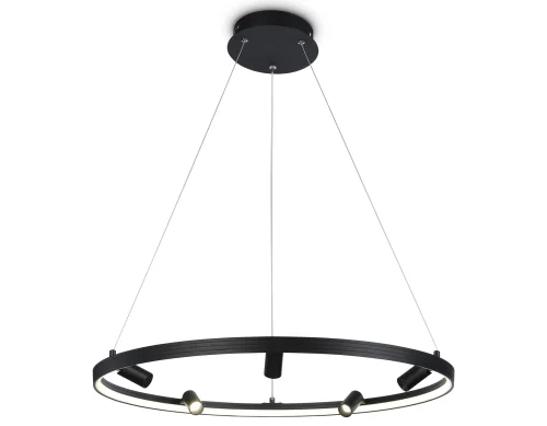 Светильник подвесной LED с пультом FL5289 Ambrella light чёрный 1 лампа, основание чёрное в стиле хай-тек с пультом кольца