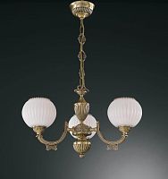 Люстра подвесная  L 8750/3 Reccagni Angelo белая на 3 лампы, основание античное бронза в стиле классический 