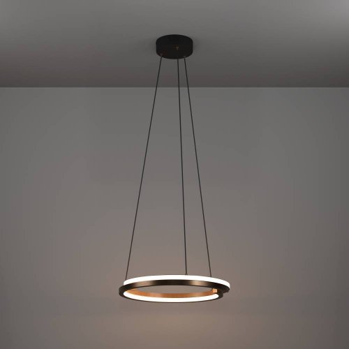 Светильник подвесной LED Mezzomonte 901826 Eglo бронзовый на 1 лампу, основание чёрное в стиле современный хай-тек кольца фото 7