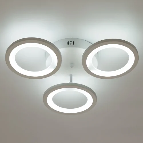 Люстра потолочная LED с пультом Мадлен 424013303 DeMarkt белая на 1 лампа, основание белое в стиле хай-тек с пультом кольца фото 4