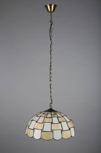 Люстра подвесная Shanklin OML-80103-03 Omnilux бежевая на 3 лампы, основание бронзовое в стиле тиффани орнамент фото 3