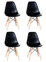 Стул обеденный набор 4 шт. SET-4 638PP-LMZL DSW, цвет сиденья черный (B-03), цвет основания светлый бук Dobrin, /полимер, ножки/металл/дерево/светлый бук, размеры - *800***460*530