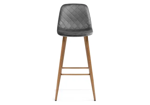 Барный стул Capri dark gray / wood 15132 Woodville, серый/велюр, ножки/металл/натуральный, размеры - ****435*490 фото 2