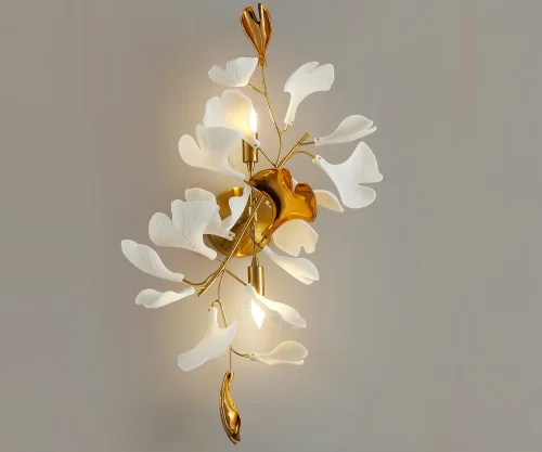 Бра Сири 07868-2,36 Kink Light латунь белый на 2 лампы, основание латунь в стиле флористика современный ветви фото 2