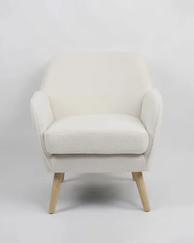 Кресло Ричи тедди белый УТ000037097 Stool Group, белый/ткань, ножки/дерево/бежевый коричневый, размеры - *770***680*790мм фото 3