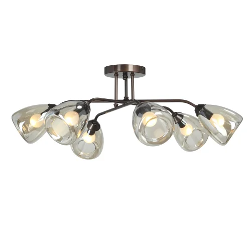 Люстра потолочная V4954-7/6PL Vitaluce янтарная на 6 ламп, основание бронзовое в стиле арт-деко фото 4 Люстра потолочная V4954-7/6PL Vitaluce янтарная на 6 ламп, основание бронзовое в стиле арт-деко фото 4