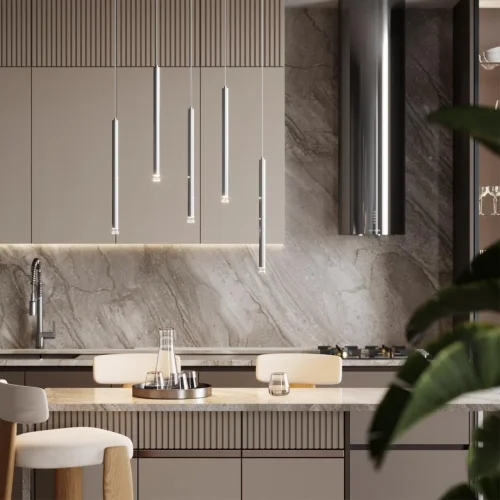 Светильник подвесной LED Fiano 4375/3LA Odeon Light никель на 1 лампу, основание никель в стиле хай-тек трубочки фото 3