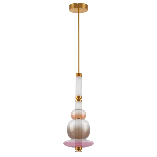 Светильник подвесной LED Emisfero 737540 Lightstar янтарный разноцветный розовый 4 лампы, основание золотое в стиле арт-деко 