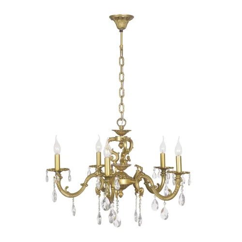 Люстра хрустальная подвесная Siena E 1.1.5.600 AG Dio D'Arte без плафона на 5 ламп, основание жёлтое золотое в стиле классический 