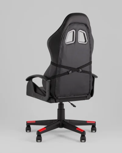 Кресло спортивное TopChairs Warden, черно-красный УТ000039484 Stool Group, чёрный/экокожа, ножки/полимер/чёрный, размеры - 1145*1245***500*470 фото 7
