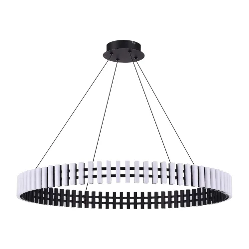 Люстра подвесная LED Estense SL6203.403.50 ST-Luce белая на 1 лампа, основание чёрное в стиле хай-тек кольца фото 2
