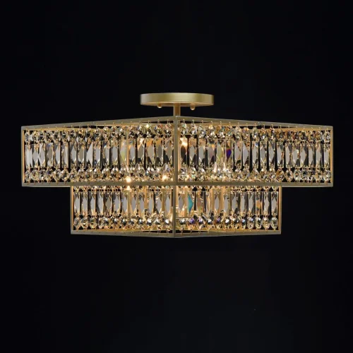 Люстра потолочная хрустальная Монарх 121012306 MW-Light янтарная прозрачная на 6 ламп, основание золотое в стиле классический  фото 3