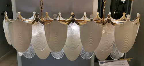 Люстра подвесная Porcela 5051/14 Odeon Light прозрачная белая на 14 ламп, основание золотое в стиле современный флористика  фото 6