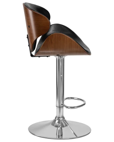 Стул барный набор 2 шт. SET-2 4905-LMZ KARTER, цвет сиденья черный, цвет каркаса сиденья коричневое дерево, цвет основания хром Dobrin, /экокожа, ножки/металл/хром, размеры - 920*1120***520* фото 4 Стул барный набор 2 шт. SET-2 4905-LMZ KARTER, цвет сиденья черный, цвет каркаса сиденья коричневое дерево, цвет основания хром Dobrin, /экокожа, ножки/металл/хром, размеры - 920*1120***520* фото 4