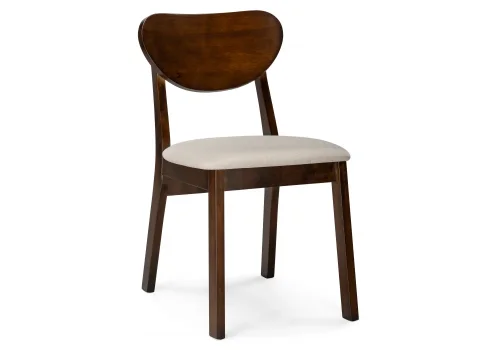 Деревянный стул Loid dirty oak / light beige 15521 Woodville, бежевый/ткань, ножки/массив гевеи/коричневый, размеры - ****450*530