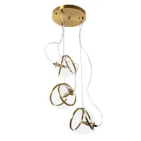 Светильник подвесной Hazel 5015/17 SP-3 Divinare латунь прозрачный 3 лампы, основание латунь в стиле модерн каскад