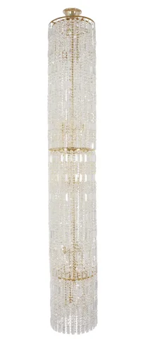 Люстра хрустальная каскадная столб Belluno E 1.9.35.300 G Dio D'Arte без плафона прозрачная на 20 ламп, основание жёлтое золотое в стиле классический 