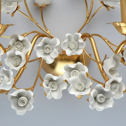 Бра Сицилия 282022102 Chiaro белый на 2 лампы, основание золотое в стиле классический флористика прованс  фото 6