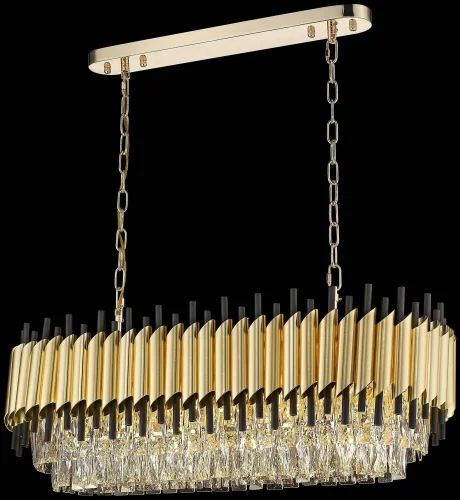 Люстра подвесная Cartuccia WE138.14.403 Wertmark прозрачная золотая чёрная на 14 ламп, основание золотое в стиле современный 