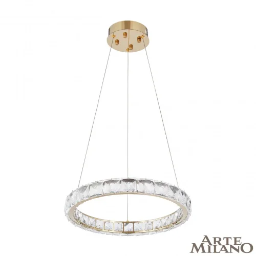 Люстра подвесная LED с пультом AM-Venezia 311311/D400 GD Arte Milano прозрачная на 1 лампу, основание золотое в стиле современный кольца с пультом фото 2