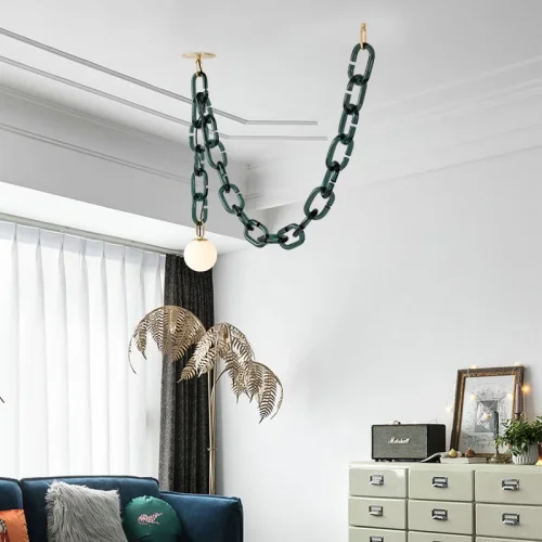 Светильник подвесной CHAIN 2 green 186806-23 ImperiumLoft белый на 1 лампу, основание зелёное в стиле лофт фото 6