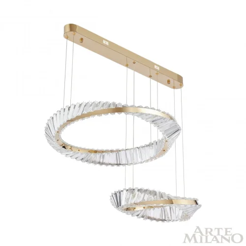 Люстра подвесная LED с пультом AM-Venezia 318311/D600-D400 GD Arte Milano прозрачная на 1 лампу, основание золотое в стиле современный кольца с пультом фото 10