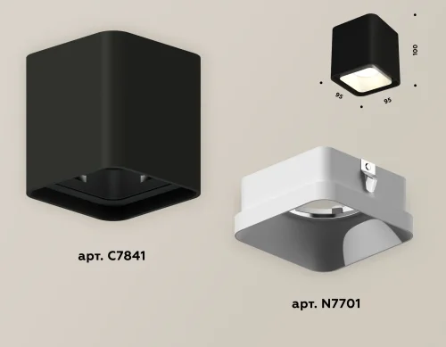 Светильник накладной XS7841001 Ambrella light чёрный 1 лампа, основание чёрное в стиле хай-тек современный квадратный фото 4