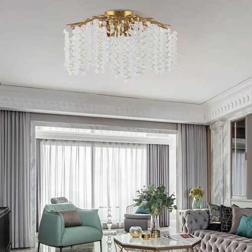 Люстра потолочная Милано-3 23312.700.6.G9.C IB Артемилано прозрачная на 6 ламп, основание бронзовое в стиле флористика современный ветви фото 2