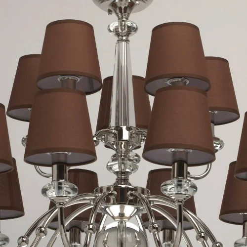 Люстра подвесная София 355013715 MW-Light коричневая на 15 ламп, основание хром в стиле классика  фото 8
