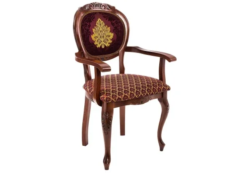 Деревянный стул Adriano 2 вишня / патина 438332 Woodville, бордовый/ткань, ножки/массив бука дерево/вишня, размеры - ****560*550