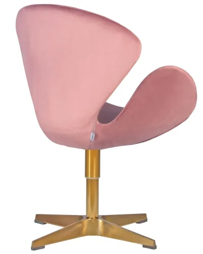 Кресло дизайнерское 69A-LMO SWAN, цвет сиденья розовый велюр BLUVEL52, цвет основания золотой Dobrin, розовый/велюр, ножки/металл/золото, размеры - ****710*600 фото 4