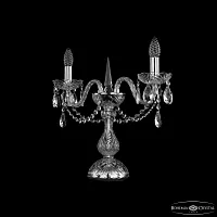 Настольная лампа 1402L/2/141-39 Ni Bohemia Ivele Crystal без плафона 2 лампы, основание прозрачное никель стекло хрусталь металл в стиле классический sp